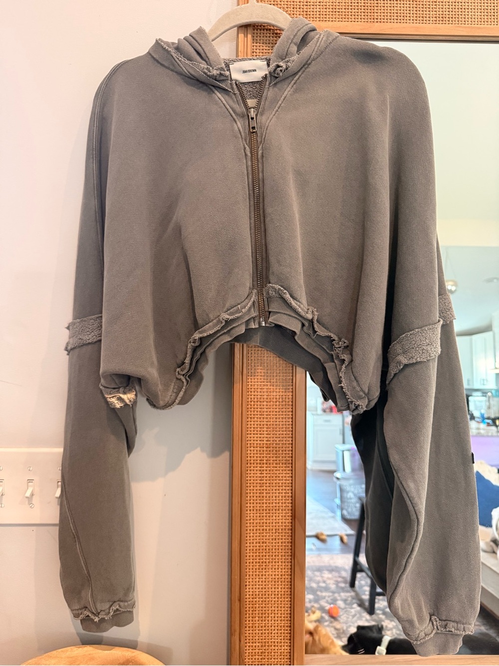 Joah Brown Deconstructed Cropped Zip Hoodie Washed Black M/L - Picture 5 of 16